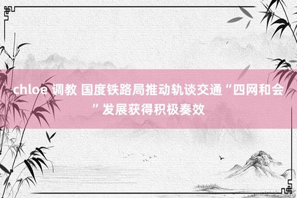 chloe 调教 国度铁路局推动轨谈交通“四网和会”发展获得积极奏效